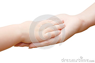 Small kids hand in woman hand Stock Photo