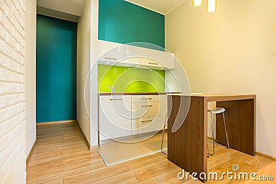 Small kitchen in new apartment Stock Photo