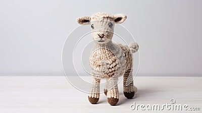 Handcrafted Knitted Sheep Toy With Soft Edges And Mismatched Patterns Stock Photo