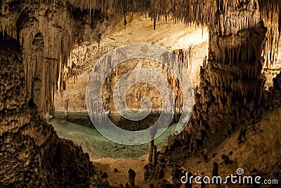 Small lake in the Coves del Drach Stock Photo