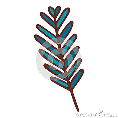 Small leaf branch icon, hand drawn style Vector Illustration