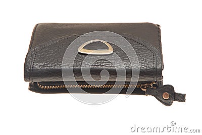 Small leather purse with zipper Stock Photo