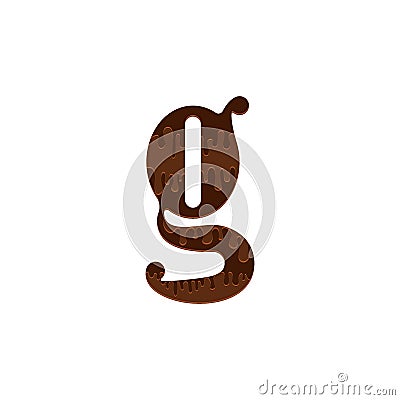 Small letter g logo from melted chocolate creative stylish food design element Vector Illustration