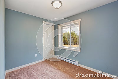 Small Light  Blue Bedroom  In Empty House Stock Photo 