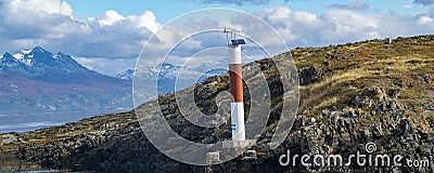 Small lighthouse at island, tierra del fuego, argentina Stock Photo