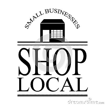 Small local business sign vector with building and frame Vector Illustration