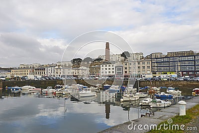 The small local Marina for Pleasure Craft in the French Town of Brest. Editorial Stock Photo