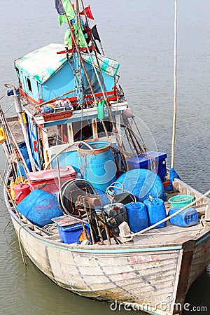 A small Local shipping boat in Thailand Editorial Stock Photo