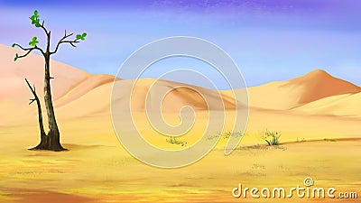 Small Lonely Tree in a Desert Stock Photo