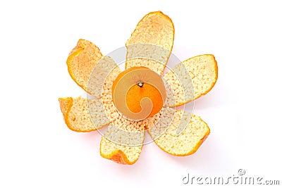 Small Mandarin Orange on Peel Stock Photo