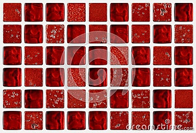 Small marble square tiles with red color effects Stock Photo