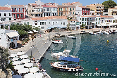 Small marina in Arrecife, Menorca, Baleares, Spain Editorial Stock Photo