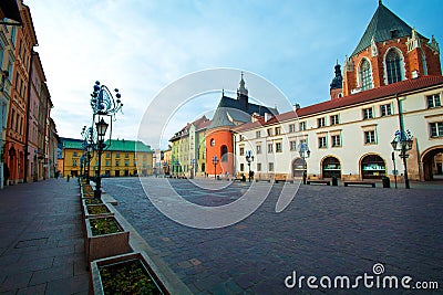 Small market square in Cracow, Poland Stock Photo