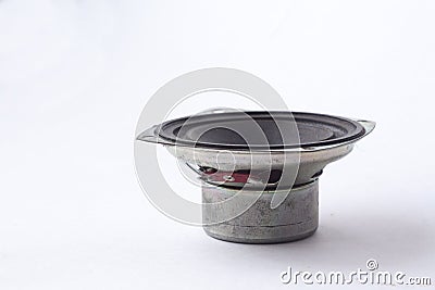 Small metal speaker on a white background Stock Photo