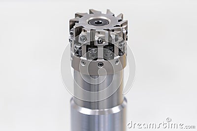 Small milling cutter ready for mounting the cutting plates Stock Photo