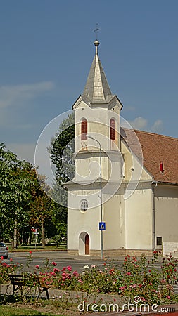 Small modest evangelic church in Alba Iulia, Romania Editorial Stock Photo