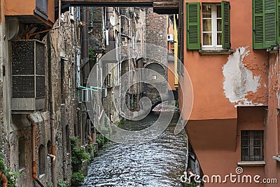 Small Moline canal with old historical italian buildings Stock Photo