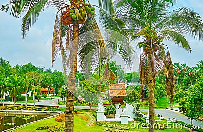 The shrine amid the flowers, Rajapruek park, Chiang Mai, Thailand Stock Photo