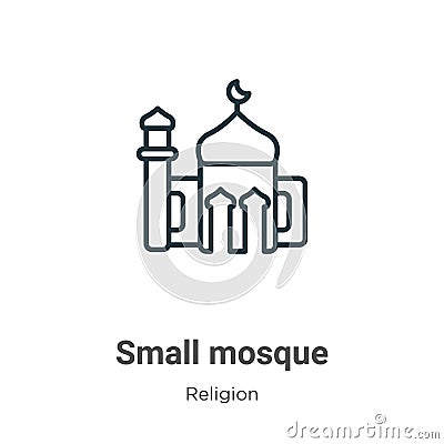 Small mosque outline vector icon. Thin line black small mosque icon, flat vector simple element illustration from editable Vector Illustration