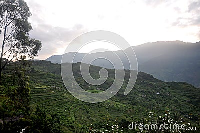 A small mountain village in the morning Stock Photo