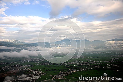 A small mountain village in the morning Stock Photo