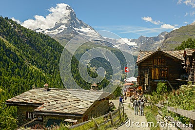 Small mountain village over Zermatt on the Swiss alps Editorial Stock Photo