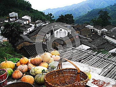 Small mountain villages in autumn Stock Photo