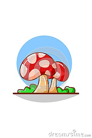 Small mushroom icon vegetables cartoon illustration Vector Illustration