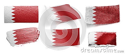 Small national flags of the Bahrain on a dark background Stock Photo