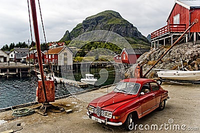 Small Norwegian fishing village Stock Photo