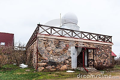 Small observatory in Lielzeltini, Balgale, Latvia Editorial Stock Photo