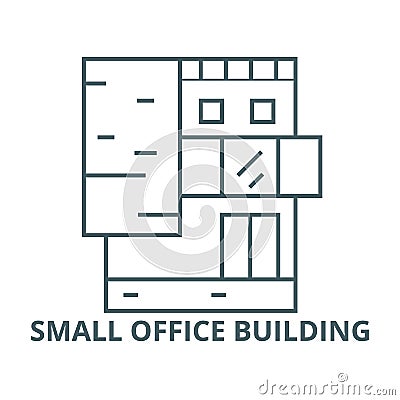 Small office building vector line icon, linear concept, outline sign, symbol Vector Illustration