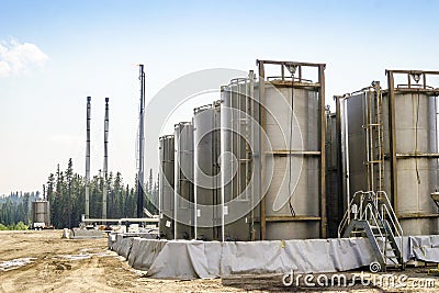 Small oil refinery next to Grande Prairie, Alberta, Canada Stock Photo