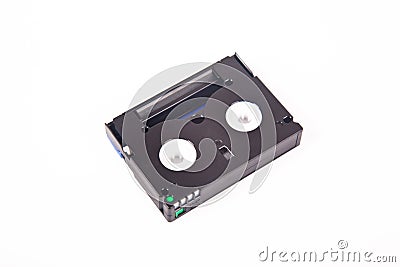 Small old MiniDV format video cassette, isolated on white background Stock Photo