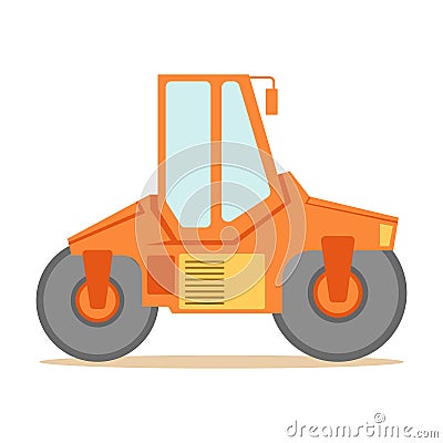 Small Orange Paver Machine , Part Of Roadworks And Construction Site Series Of Vector Illustrations Vector Illustration