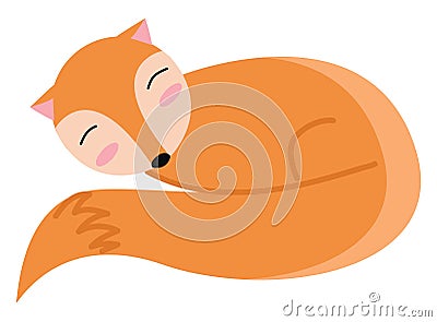 An orange sleeping fox vector or color illustration Vector Illustration