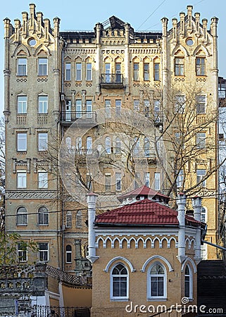 Small outbuilding of big old building in Kyiv Ukraine Stock Photo