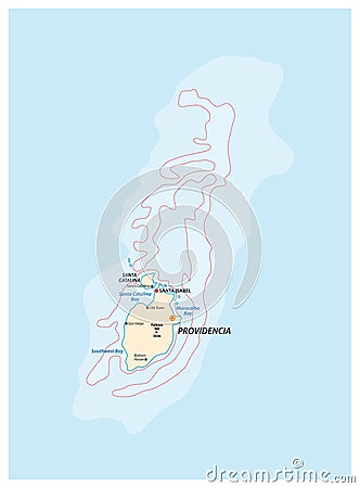Small outline map of the colombian caribbean islands Providencia and Santa Catalina Vector Illustration