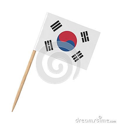 Small paper South Korean flag on wooden stick Stock Photo