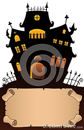Small parchment and haunted mansion 4 Vector Illustration
