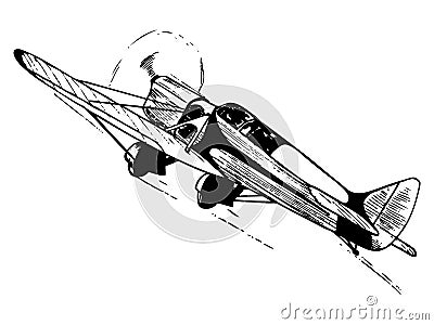 Small passenger airplane in flight Vector Illustration