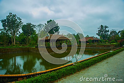 Small pavilion in Hue citadel , Vietnam, Asia Stock Photo