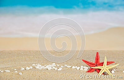 Small pebbles and starfishes Stock Photo