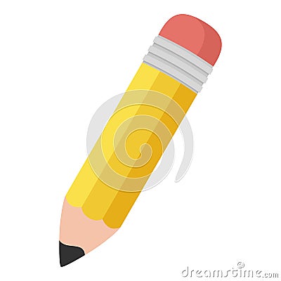 Small Pencil Flat Icon Isolated on White Vector Illustration