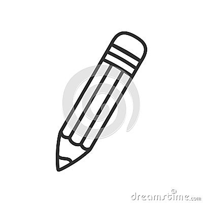 Small Pencil with Rubber Outline Flat Icon Vector Illustration