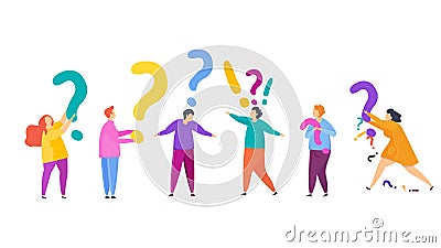 Small people are asking. Frequently asked Questions. Flat vector illustration. Vector Illustration