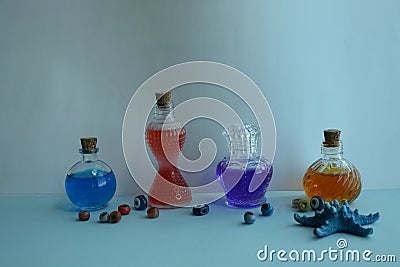 Small perfume bottles Stock Photo