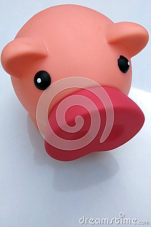 Funny pink piggy bank with big nose Cartoon Illustration