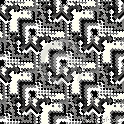 Small pixels monochrome geometric seamless pattern vector illustration Vector Illustration