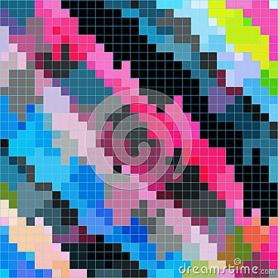 Small pixels psychedelic colored geometric background vector illustration Vector Illustration